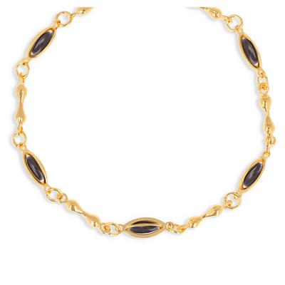 [Q4626] - Gold Plated Necklace 'Boho' Black Gold - 45 Cm - 10x4 Mm