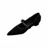 Suede Retro Mary Jane Pointed Inner Height Increase Small Single Shoes 2025 Autumn New Versatile Lazy Stepping Heel Women's Shoes