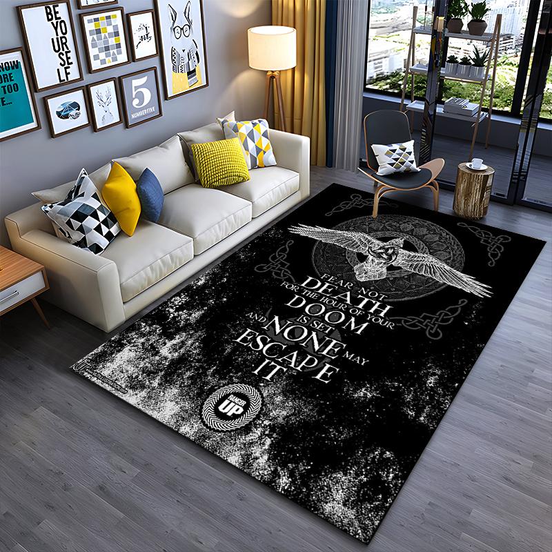 

Black Bird Death Theme Text Flannel Carpet Machine Washable and Non-Slip, Home Office Living Room Decoration 40x60cm( 15x23in )