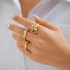 3Pcs Vintage Gold Color Curved Geometric Rings for Women Men 2026 Trendy Metal Snake Adjustable Open Rings Wedding Jewelry Gift