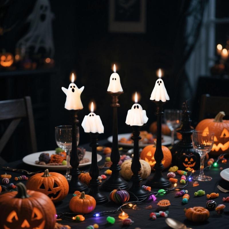 5 Piece Haunting Wax Candle Set Mysterious Flame Safe Decoration Scented Candle Accessories For Festival Event