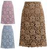 Bodycon Skirt Hollow Out Lace Elegant A-line High Waist Knee Length Skirt for Office