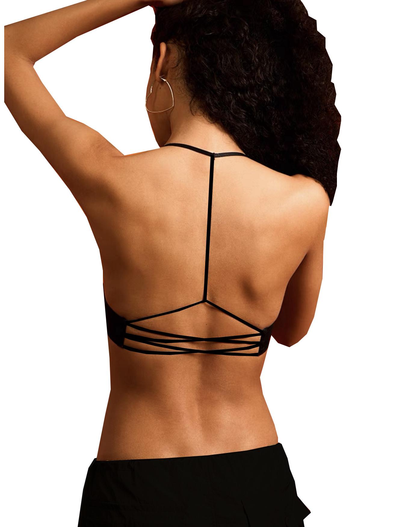 

Йога-бра с мягкой подкладкой на тонких бретелях Medium чёрный