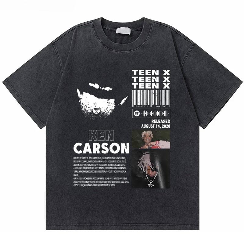 Camiseta de rapero Ken Carson Destroy para hombre, prenda de vestir, estilo Rock gótico, Hip Hop, holgada, lavado limita 2014