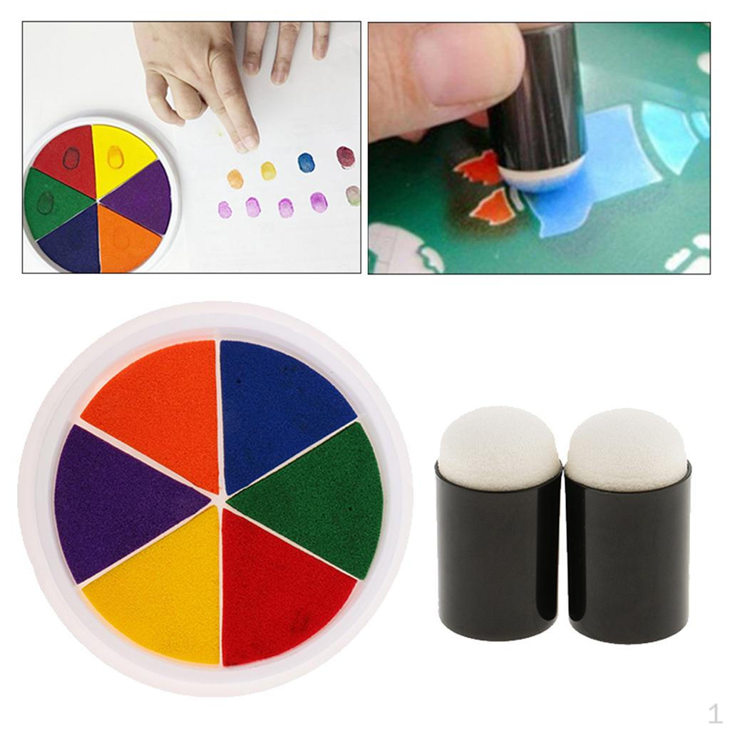 Kids DIY Finger Graffiti Painting Washable Ink Pad With Sponge Crafts