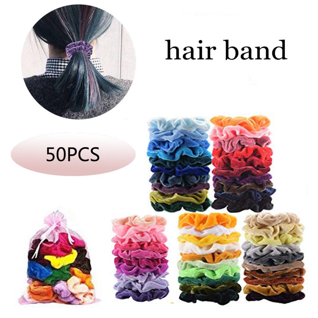 Buy [ANR] Velvet Hair Ties Elastics Hair Bobbles Colorful Hair Bands