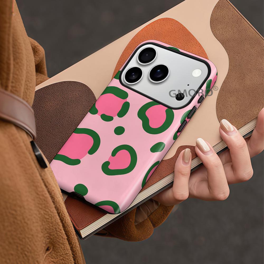 Sweet and cool powder leopard print film two-in-one suitable for Apple 17/16pro mobile phone case iphone15pm all-inclusive anti-drop.