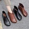 Spring Flat Women's Shoes 2025 Fashion Ankle Boots Retro Casual Plus Size Short Boots Zipper Solid Color Warm Flat Zapatos Mujer