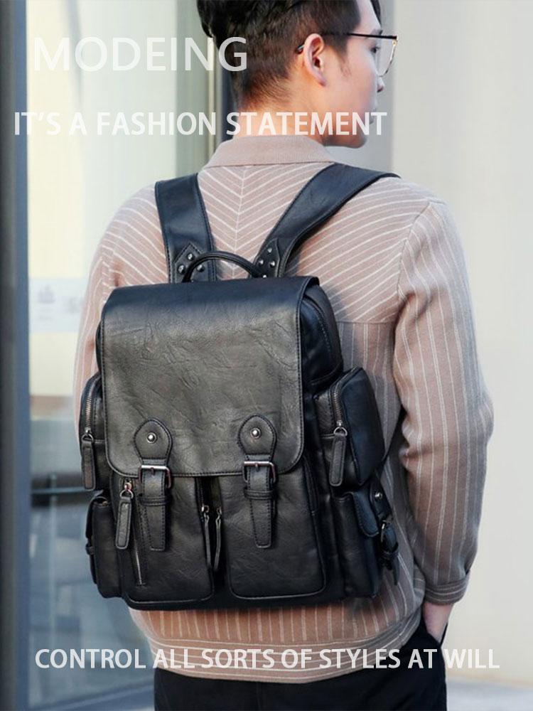 Vintage Men's Soft Leather Backpack Luxury Men Business Backpack Male Waterproof Travel Backpacks Urban 15.6 Laptop Rucksack Men AVE
