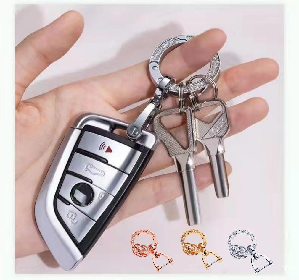 YOGOTI Women's Keychain, Key Ring, Key Chain, Ring, Round, Zinc Alloy, D-Shaped Ring, 360