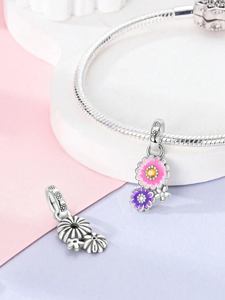 Charms Plata Copper Colors Spring Sunflowers Cherry Blossoms Beads Pendant For Original Bracelet For Women Diy Jewelry Love Gift