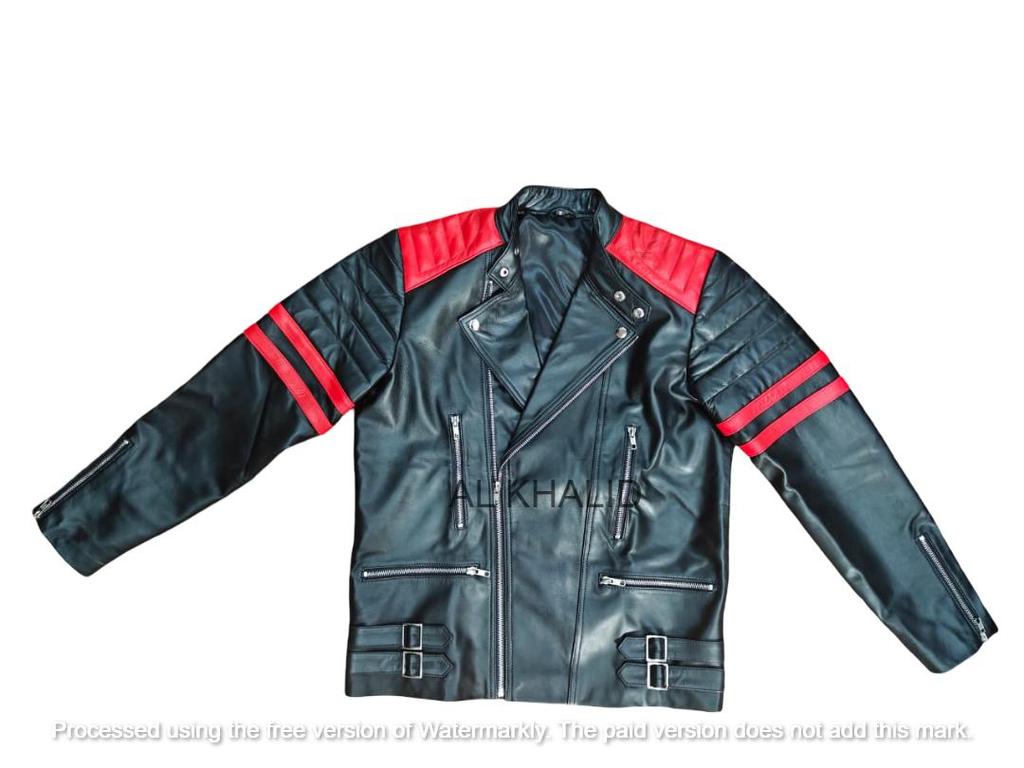 Jachetă nouă pentru bărbați Negru și Roșu Piele de miel autentică Piele naturală Lucrată manual Piele de miel Elegantă Moale