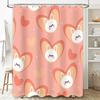 Pink Bunny Heart Shower Curtain Cute Animal Print Bathroom Decor
