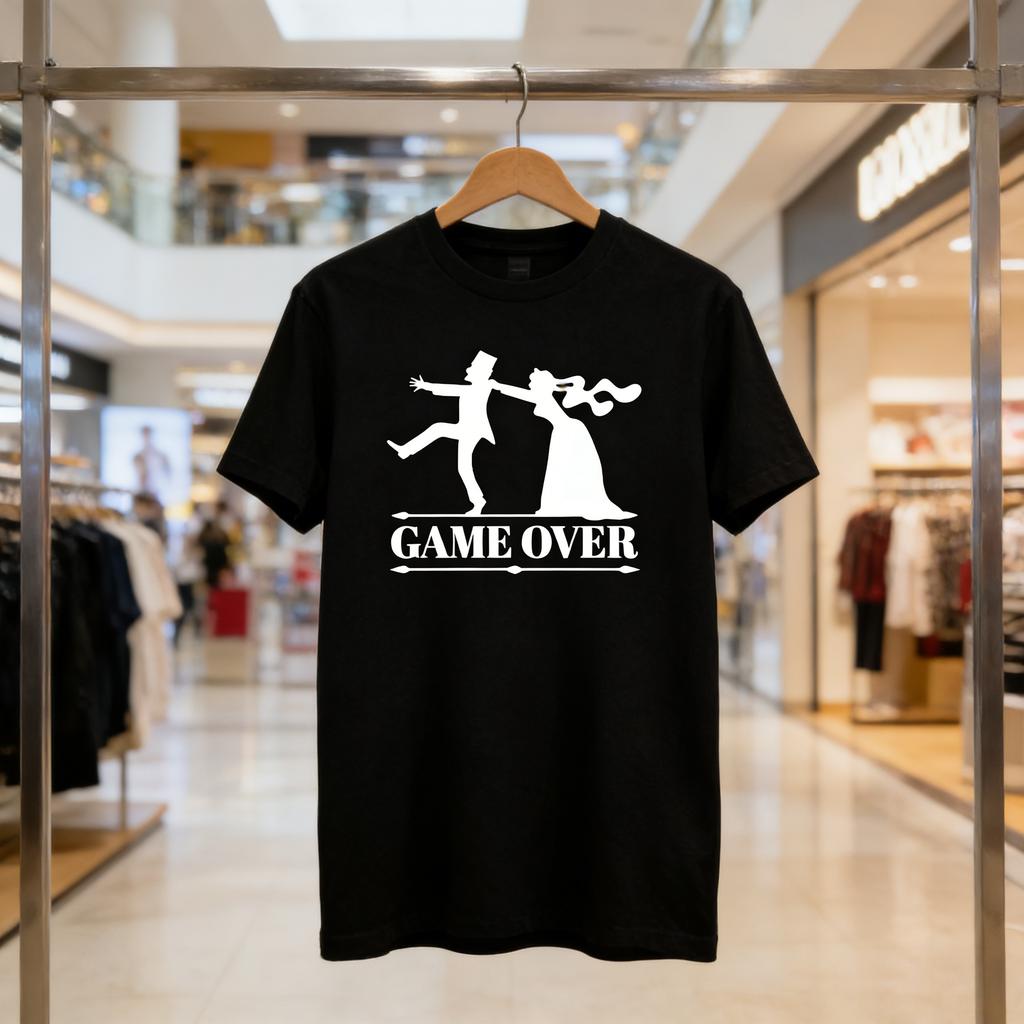 Hot Sale Game Over Bride Groom Tshirt Funny Printed Bachelor Party T Shirt Summer Short Sleeve Fashion Casual Harajuku Man Tees