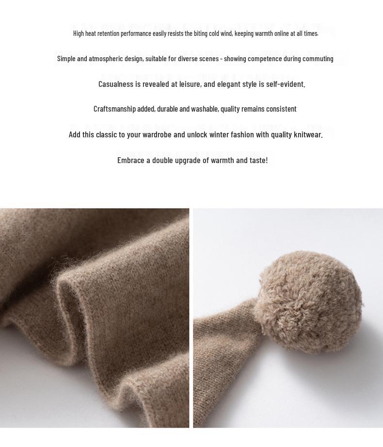Women's Cashmere Knit Hat & Scarf Set - Stylish, Versatile, Warm Neck Protection Accessory