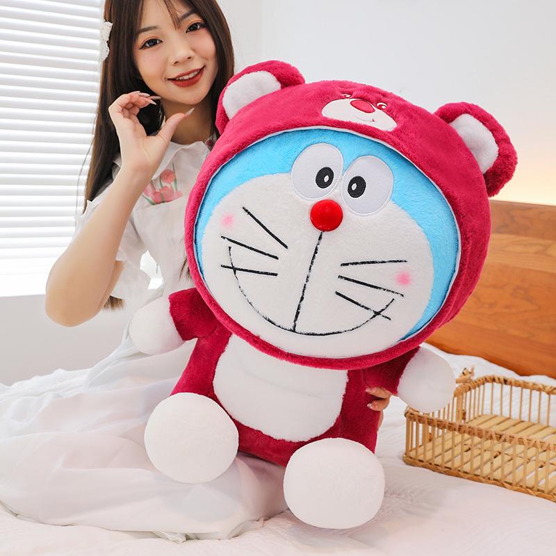 

Adorable Strawberry Doraemon Plush Toy - Transformable Stitch Doll Gift 40cm 0.45kg