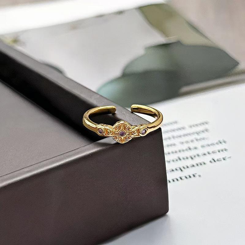 Medieval French Retro Full Diamond Open Ring Fashion High Sense Temperament Niche Design Exquisite Diamond Accessories Women