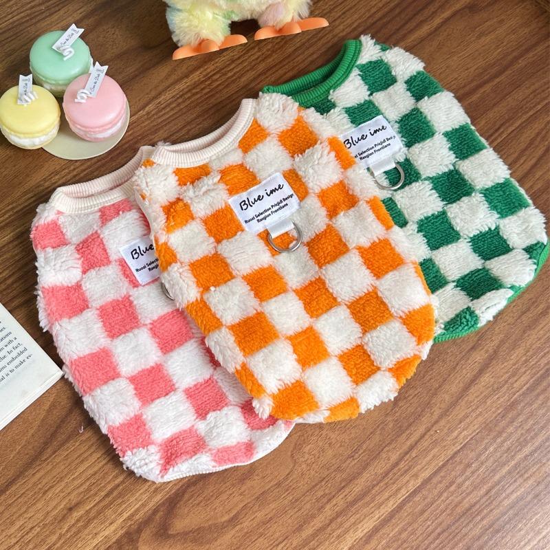 New Autumn Plush Warm Pet Dog and Cat Clothes, Teddy Bichon Frise Tractable Vest