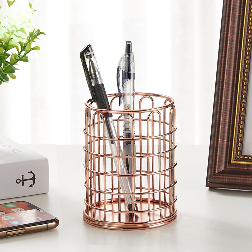 Cosmetics Makeup Brushes Storage Box Cylindrical Case Storage Lipstick Brush Pen Holder Organizer Wrought Iron Pen Storage
