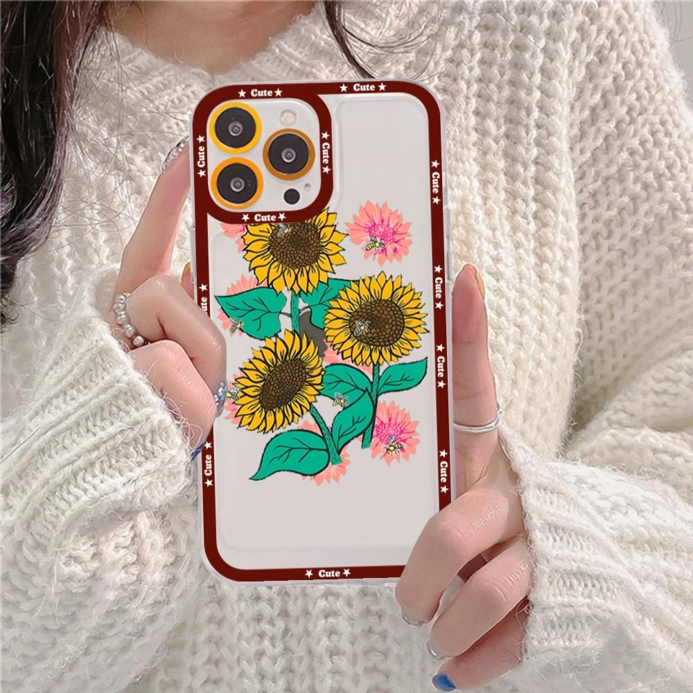 Beautiful Flower Sunflower Phone Case For iPhone 16 15 14 13 12 11 Pro Max XS X XR Mini Protective Cover