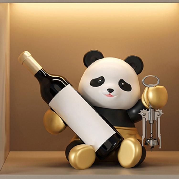 Stojak na wino Panda Uroczy Zwierzęcy Stojak na Wino Poprawia Estetykę Domu Jako Funkcjonalne Dekoracje Blatowy Stojak na Wino