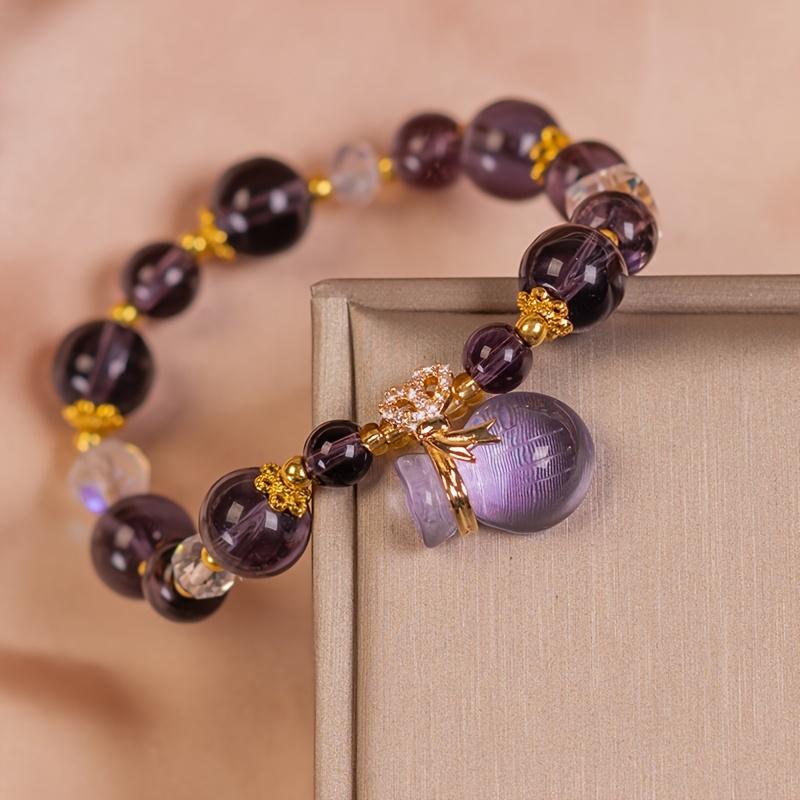 Fortune Bag Beaded Bracelet Pendant Lucky Fortune String Amethyst Female 1PC Fashion Jewlery Natural Stone Accessories