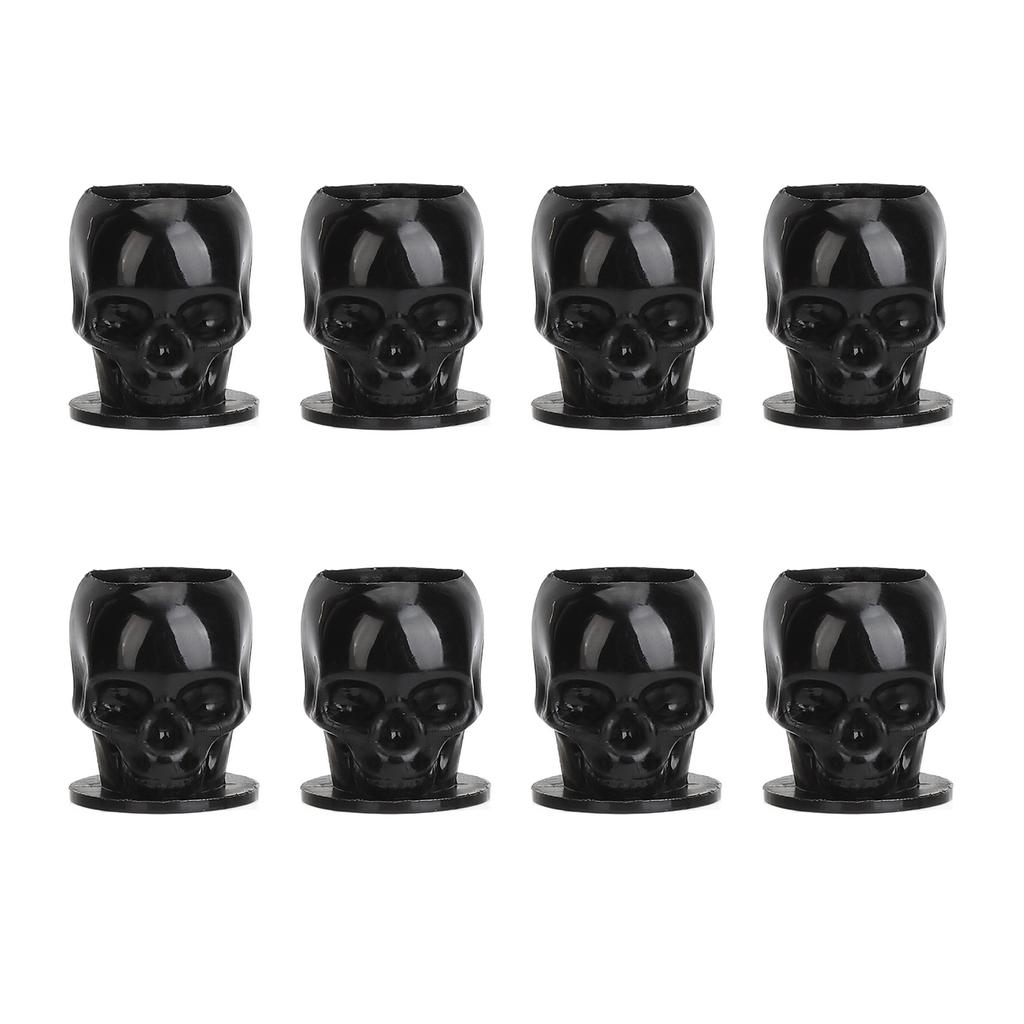 200pcs Skull Shaped Tattoo Ink Cup Professional Disposable Makeup Microblading Pigment Holder with Base Black