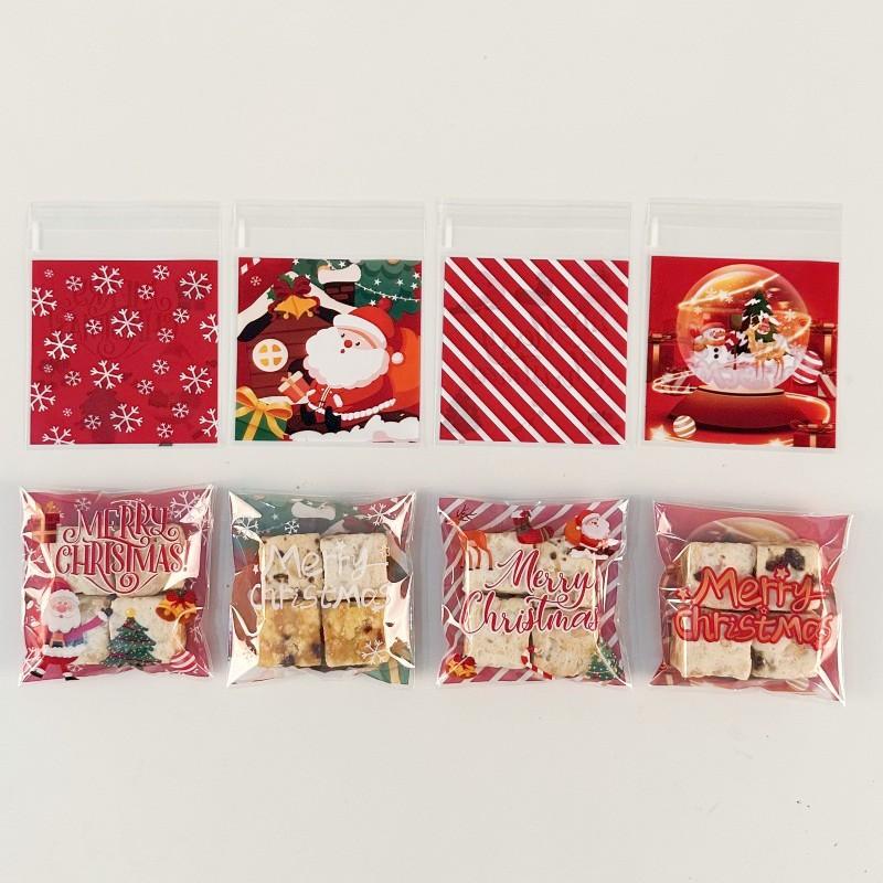 Christmas, Santa Claus, Christmas Tree, Snowflake Puff Pastry Packaging, Cookie and Croissant Bags, Self-adhesive, Candy, Party Gifts, Packaging Bags