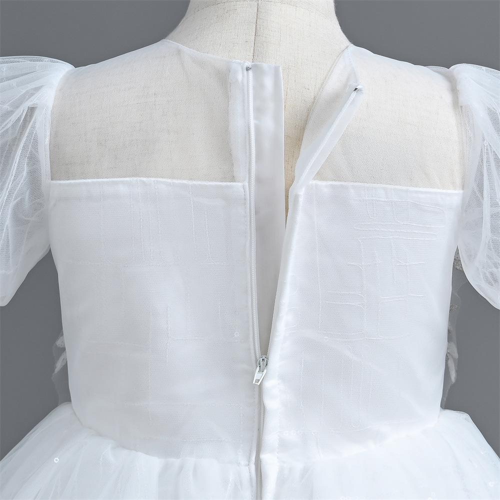 New Summer Girls' Sequin Mesh Princess Piano Performance Dress - Long Evening Gown