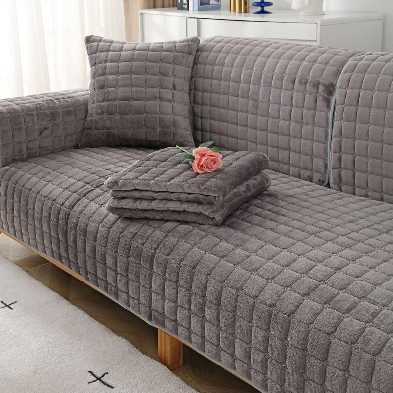 Zesílený sametový polštář na pohovku Univerzální plyš Neklouzavý Potah na pohovku do obývacího pokoje Teplý flanel Pohovka Opěradlo na ručník Potah polštáře