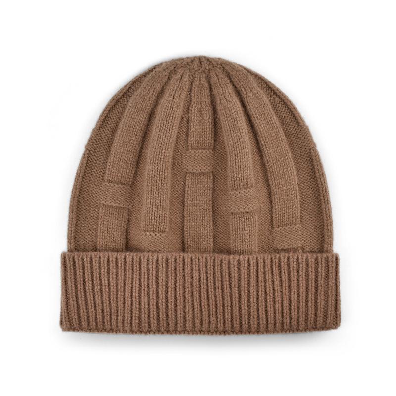 New Solid Color Pure Wool Hat Men Women Warm Knitted Wool Cap Autumn Winter Adults Casual Beanie Luxury Gifts
