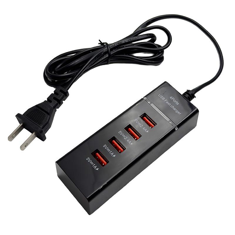 Smart 4-Port USB Charger: 5V 2.4A Power Strip for Apple & Xiaomi Devices