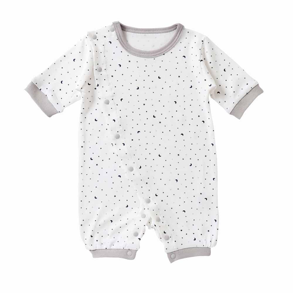 

Cream de Coco Smooth Star Print Mini Coverall for Cute Star Suitable for Boys and and Babies, 100% Cotton, 50cm/60cm, Warm, Design, Girls, Spring, белый