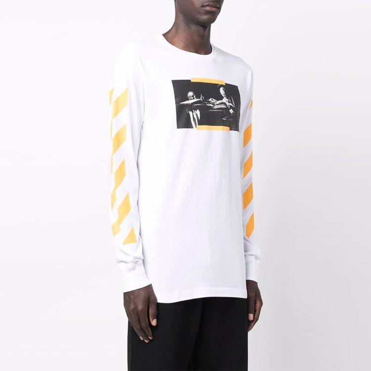 T-shirt a maniche lunghe con stampa Caravaggio San Girolamo che scrive OFF WHITE OMAB001F21JER0040184