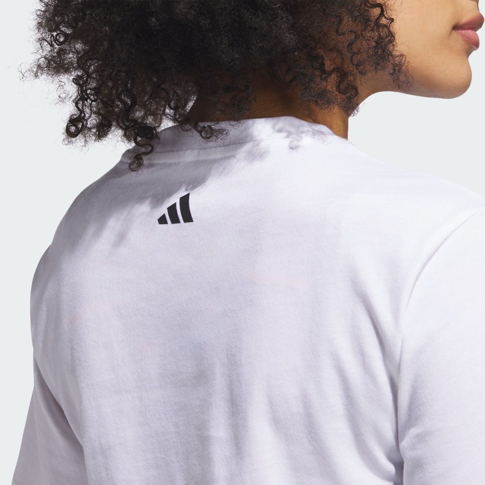 Adidas Letter Pattern Printed Round Neck Short Sleeve T-Shirt Women T-Shirts White JN2543
