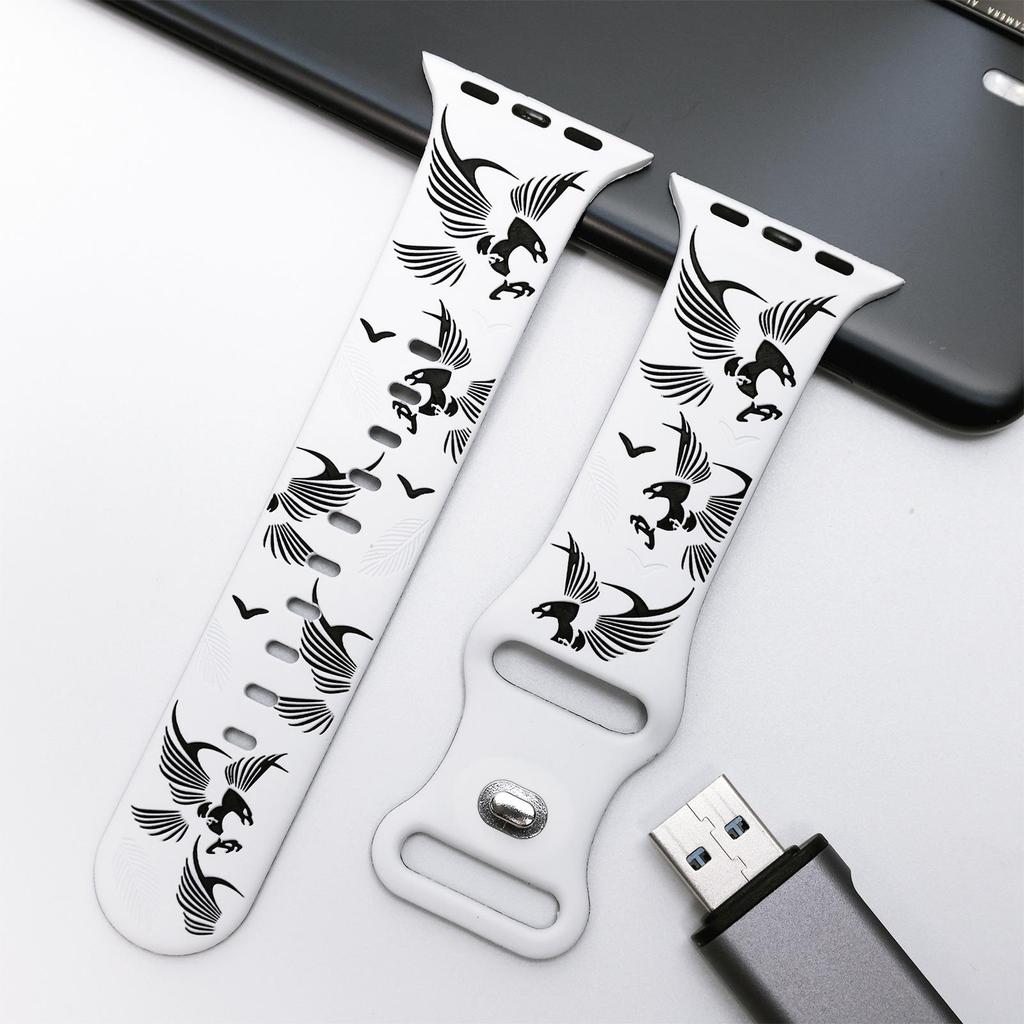 Dual-Color Eagle Engraved Silicone Strap for Apple Watch Series