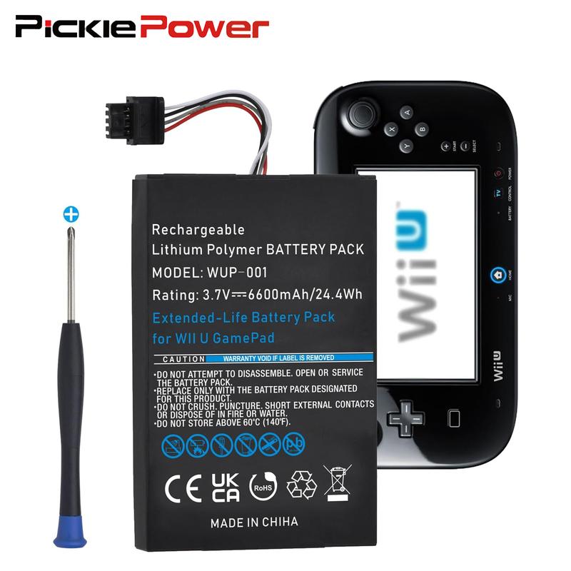 Pickle Power 6600mAh Wii U Gamepad Battery Replacement for Nintendo Wii U Gamepad WUP-010 WUP-012