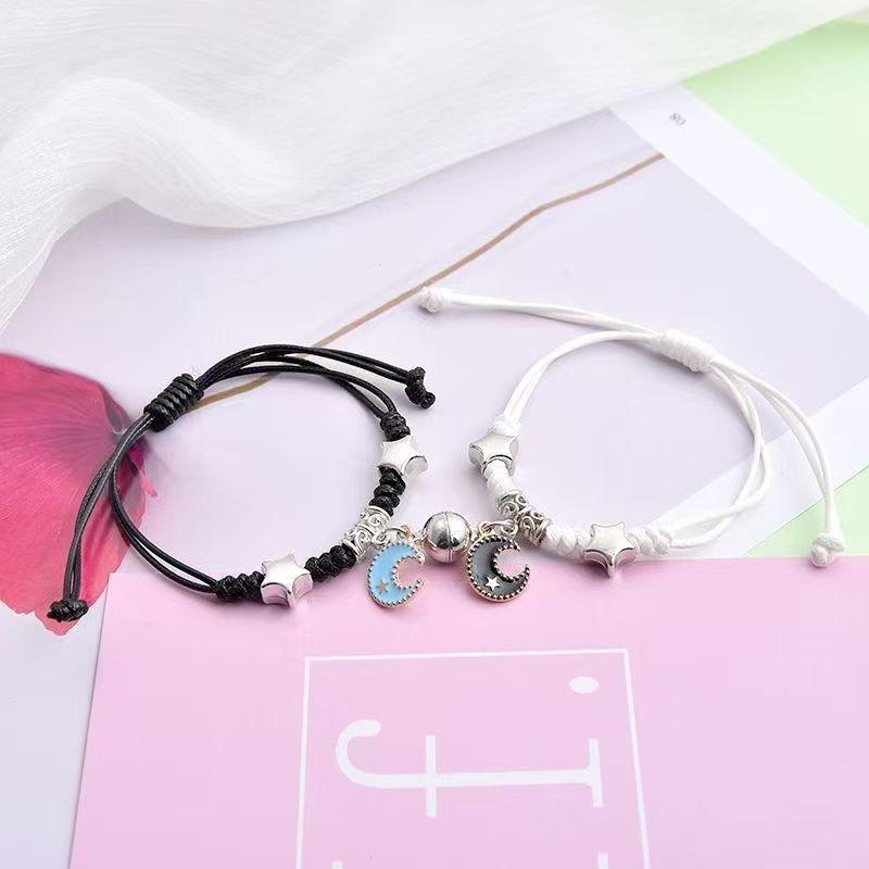 2 Stück Magnetische Anziehung Perlen Paar Armband Für Frauen Männer Charm Vierblättriges Kleeblatt Katze Herz Schlüssel Schloss Armband Schmuck