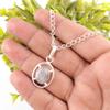 Oval Black Rutile Gemstone Sterling Silver Engagement Gift Wedding Boho Pendant PP-6-26