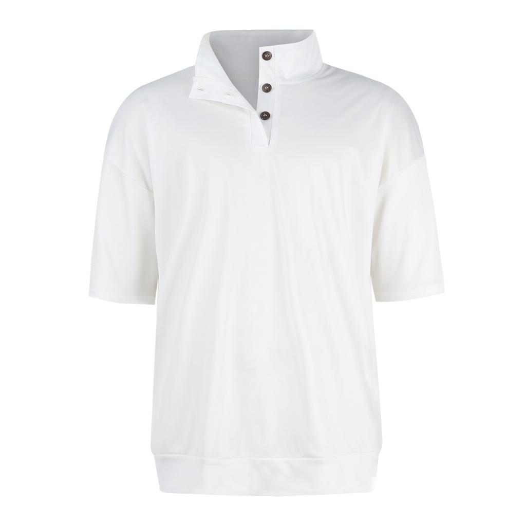 Letní pánská košile s krátkým rukávem na knoflíky se stojáčkem, ležérní módní top