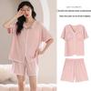 Pijama de Modal Refrigerante para Mujer con Sujetador Incorporado, Manga Corta, Amigable con la Piel, Color Sólido, Adecuado para Usar al Aire Libre