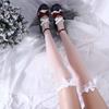 Breathable Transparent Lace Elastic Korean Style Bow Stockings High Knee Socks Polyester Hosiery