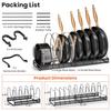 Pots and Pans Organizer Rack for under Cabinet Expandable 11.81''-22.85'' Pot Lid Kitchen Cabinet Organizer Holder with 10 Adju