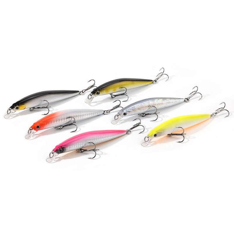White Minnow Long Cast Lure with Suspension Beads for Night Freshwater Fishing