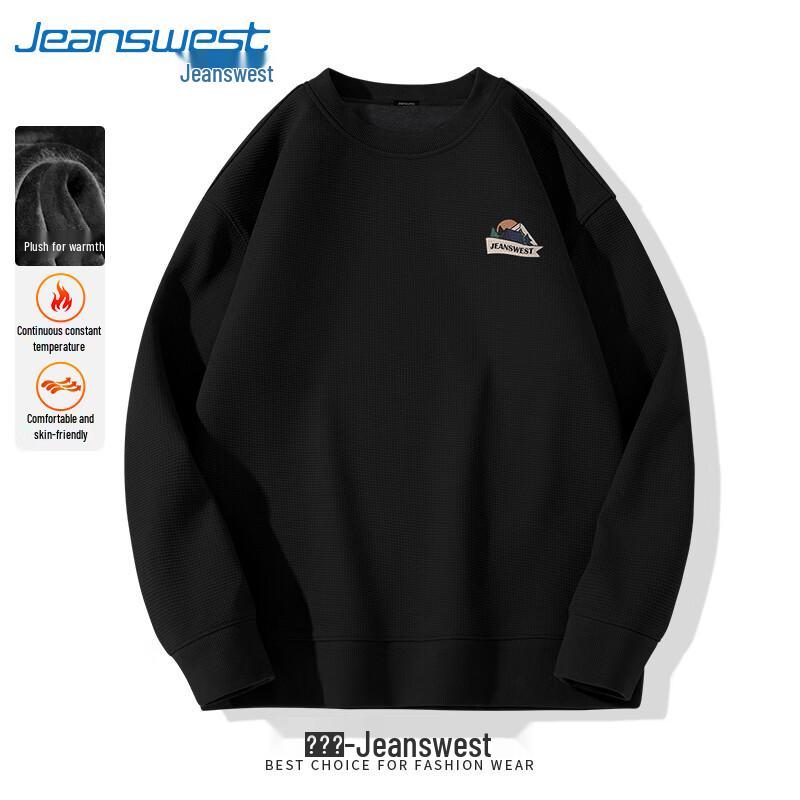 Jeanswest Men's Waffle Knit Crewneck Sweatshirt