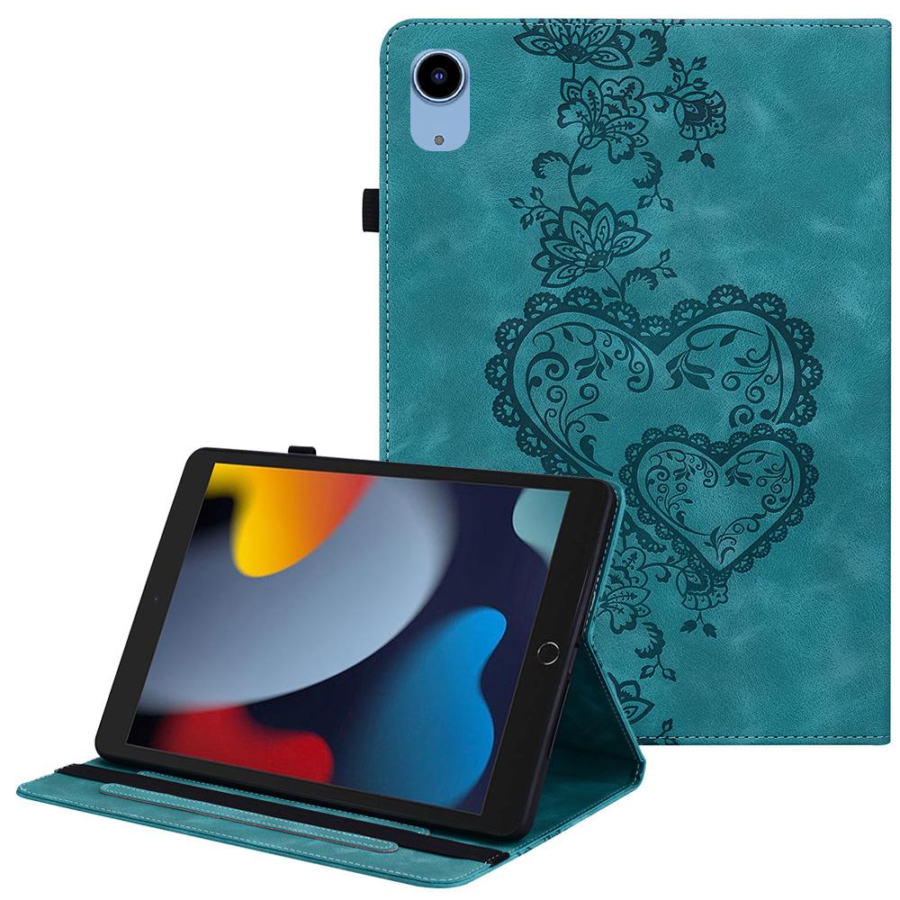 Leather Case For iPad 10.2 (2021)/(2020)/(2019)/Air 10.5 Inch (2019) Heart Imprint Foldable Stand Card Slot Stylus Holder Tablet Cover