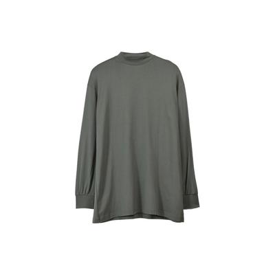 FW23 Solid Color High Neck Drop Shoulder Long Sleeve T-Shirt Unisex Tops Green IP7705