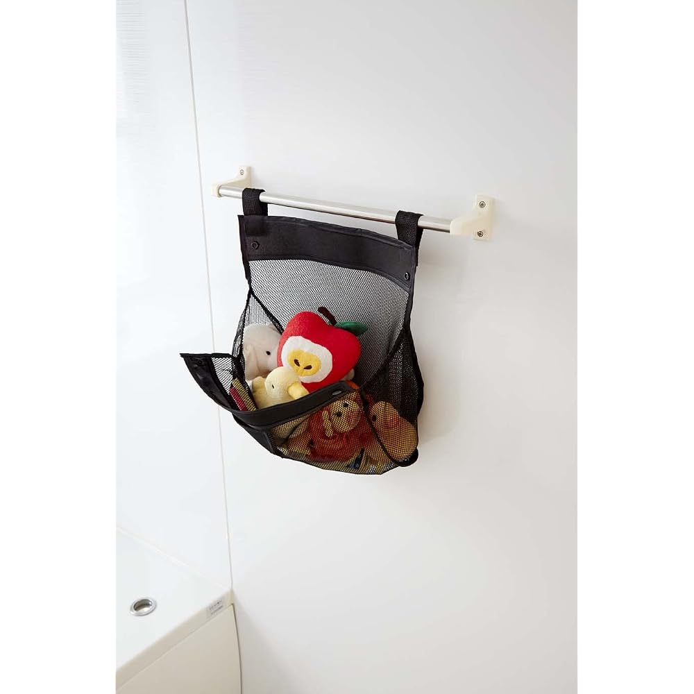 Yamazaki Industries Storage Bag, Bath Toy Bag, Square, Black 3368