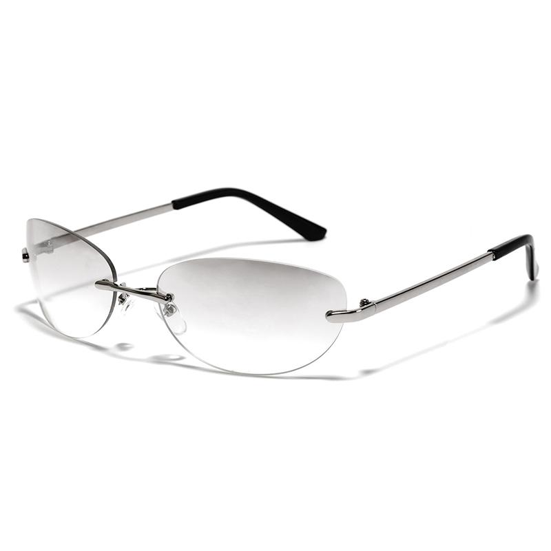 Fashion Oval Women's Rimless Sunglasses Futuristic Glasses Y2K Sexy Spice Girl Sun Glasses Retro Frameless Eyeglasses Oculos