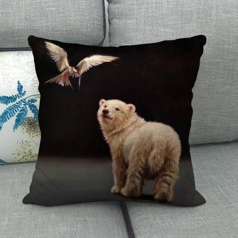 Oil Painting Of Animals - Pigs And Sheep Digital Printing Short Plush Pillow Covers For Car Sofa Office Cushion Cover Home Goods
